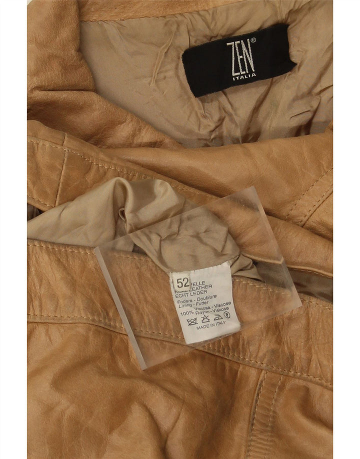 ZEN Mens Leather Jacket IT 52 XL Brown Leather Vintage Zen and Second-Hand Zen from Messina Hembry 