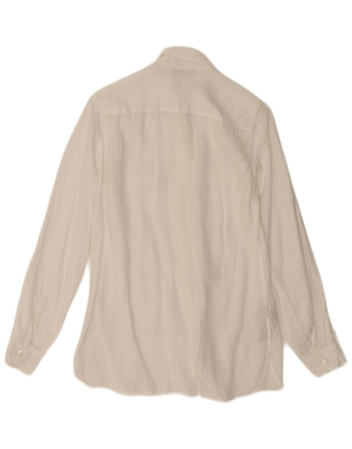 Massimo Dutti Camisa Oversize Mujer EU 36 XS Blanco Lino