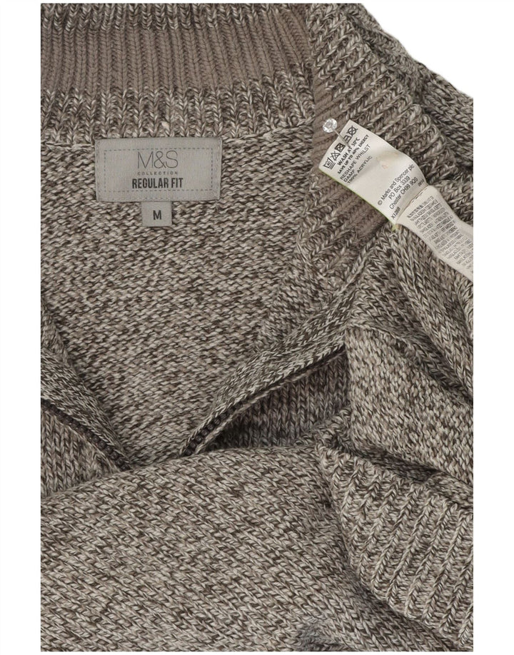 Marks & Spencer Jersey tipo jersey con cuello y cremallera para hombre gris medio moteado