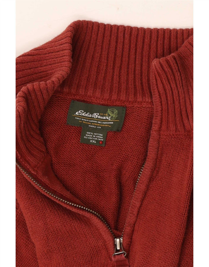 Eddie Bauer Suéter con cuello con cremallera para hombre, talla 2XL, algodón granate