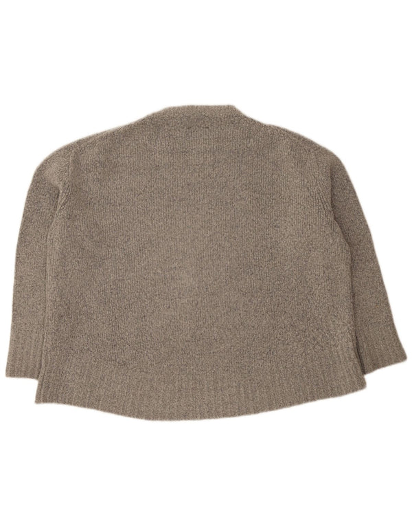 Zara Mujer Suéter De Cuello Redondo De Gran Tamaño UK 10 Small Gris Acrílico