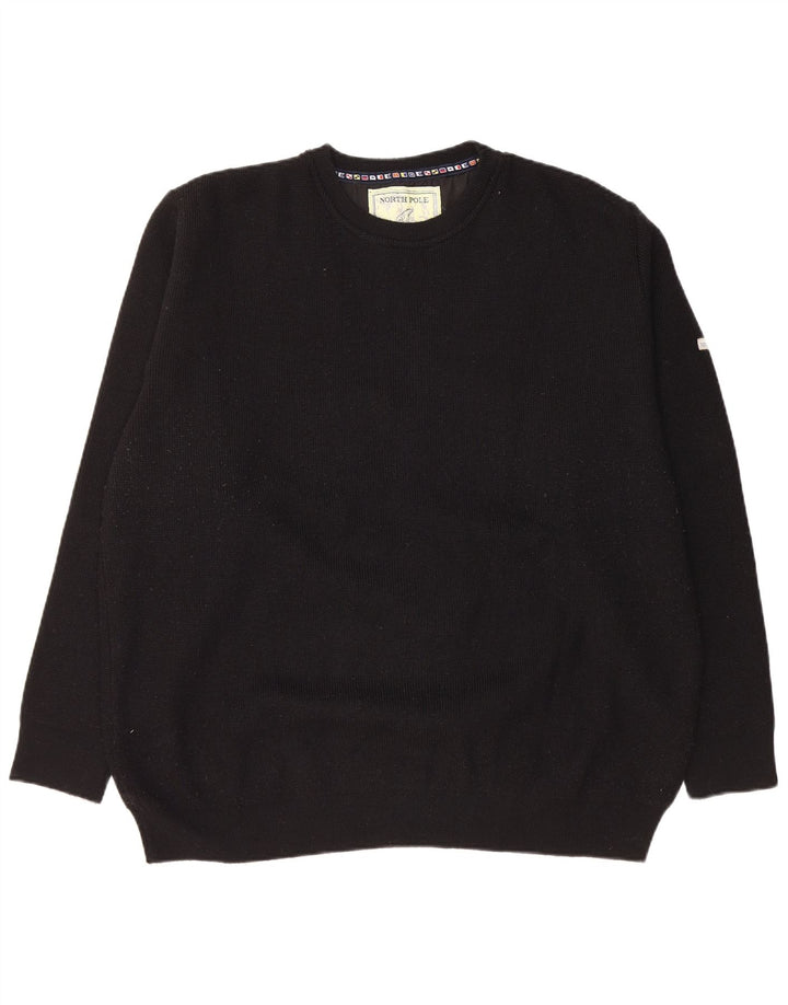 NORTH POLE Suéter tipo jersey con cuello redondo para hombre 2XL Lana negra