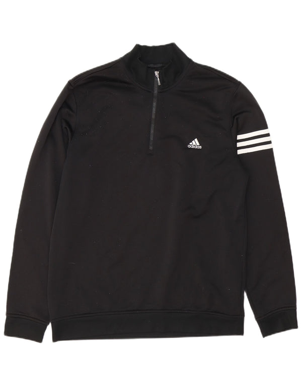 Adidas Mens Climalite Zip Neck Sudadera Jumper Medium Negro Poliéster