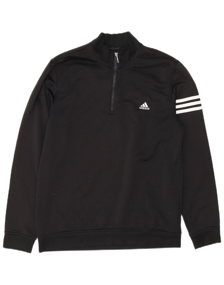 Adidas Mens Climalite Zip Neck Sudadera Jumper Medium Negro Poliéster