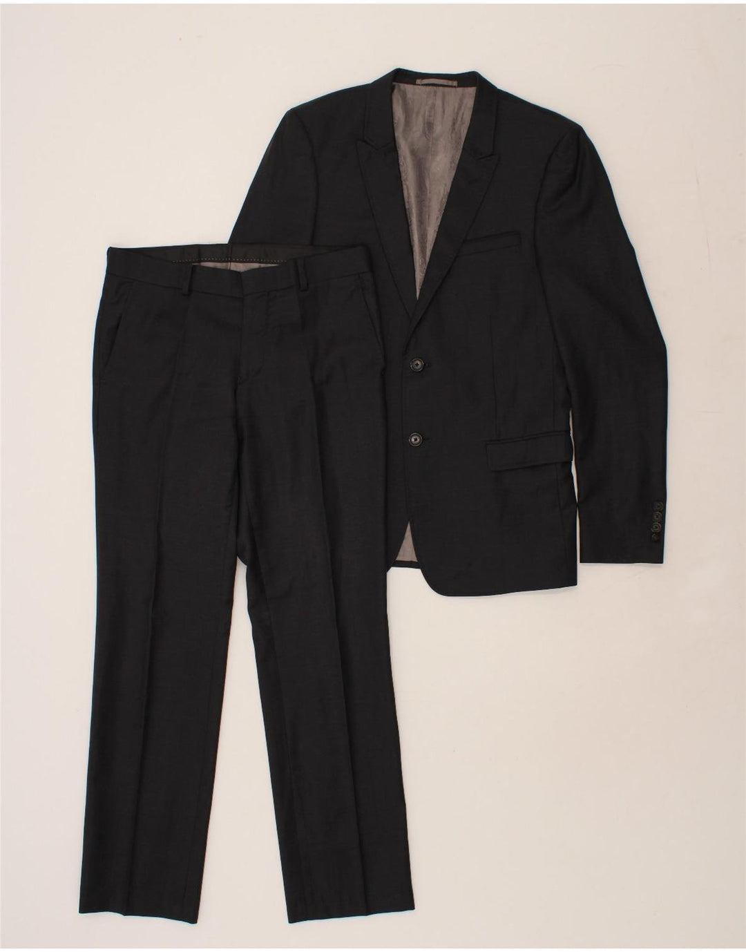 CHROM Traje de 2 piezas con 2 botones para hombre UK 38 Medium W32 L30 Negro