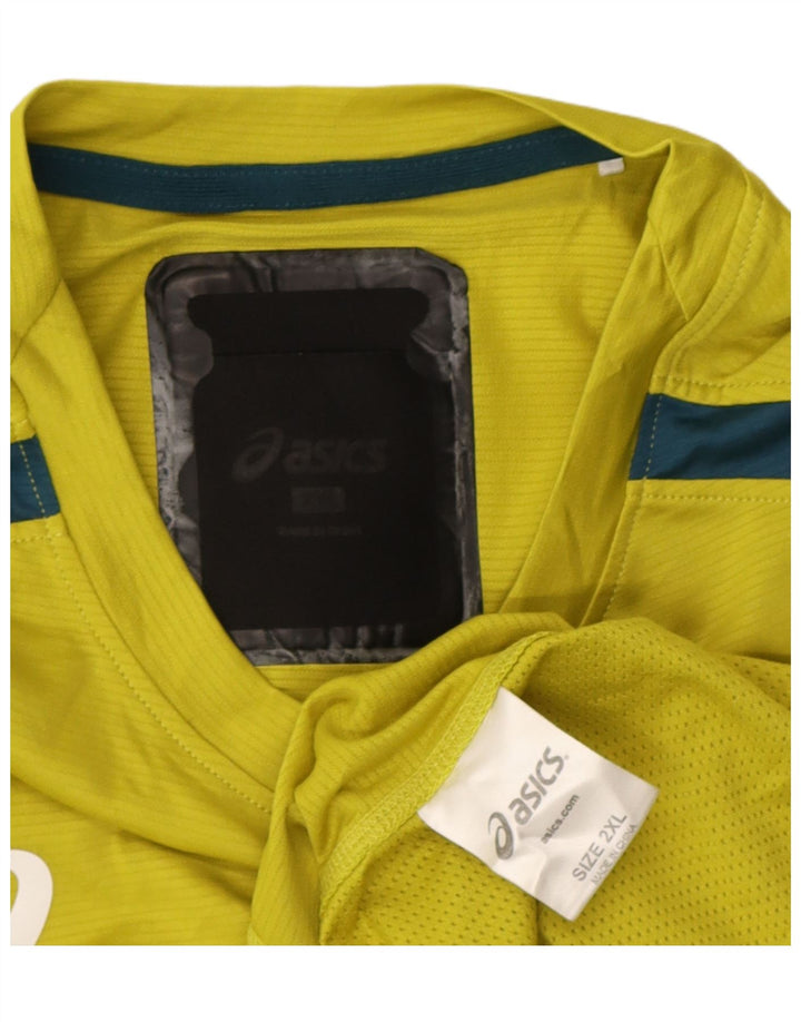 Asics Camiseta gráfica para hombre Top 2XL Amarillo Colorblock Poliéster