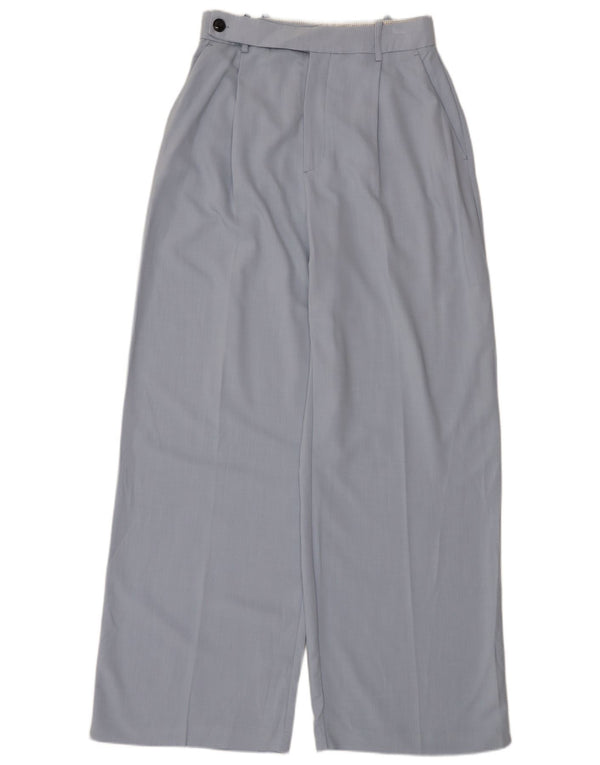 Zara Mujer Pantalones De Traje Con Estampado De Cintura Alta Grande W30 L33 Azul