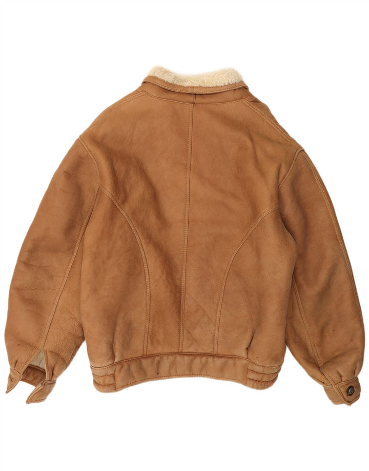 Chaqueta de piel de oveja vintage para hombre IT 48 Beige medio