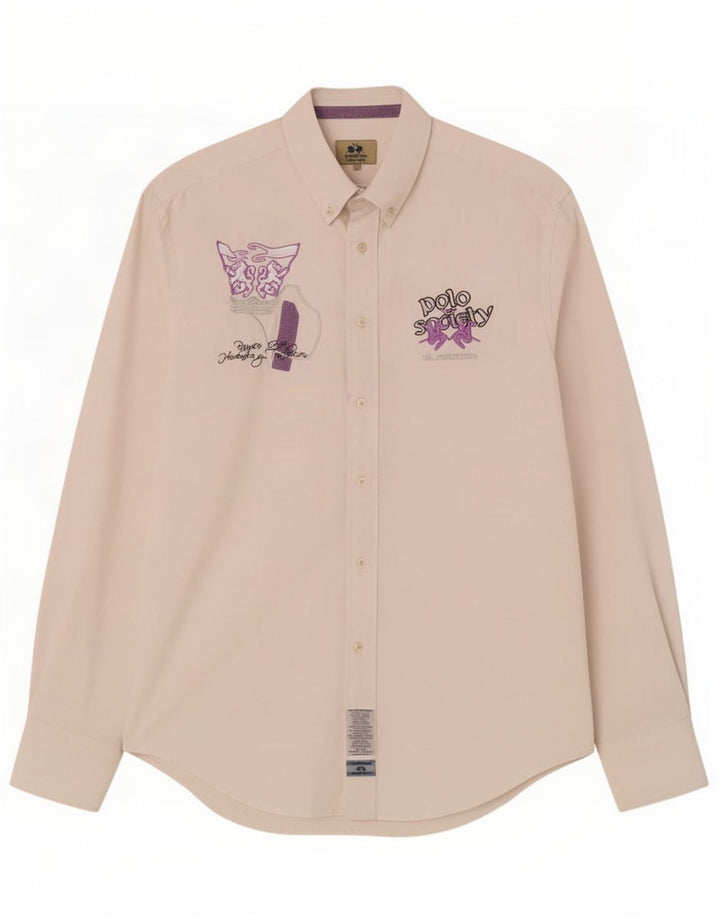 La Martina Camisa Estampada Para Hombre Algodón Blanco Grande
