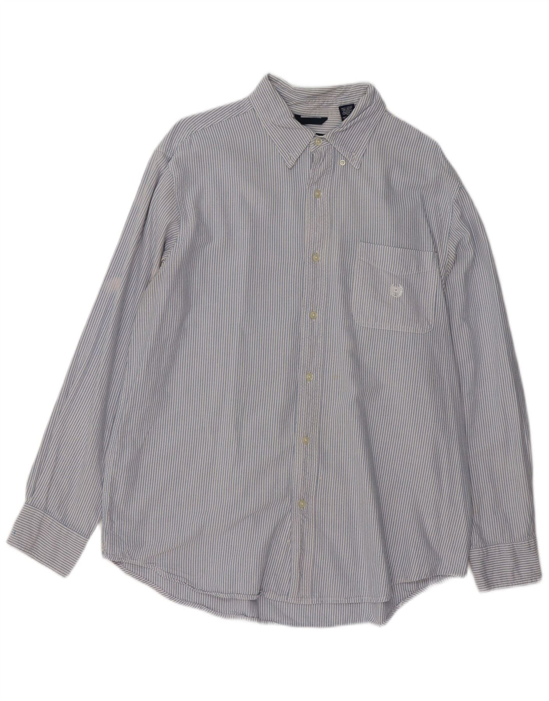 CHAPS Mens Shirt Large Blue Pinstripe Cotton