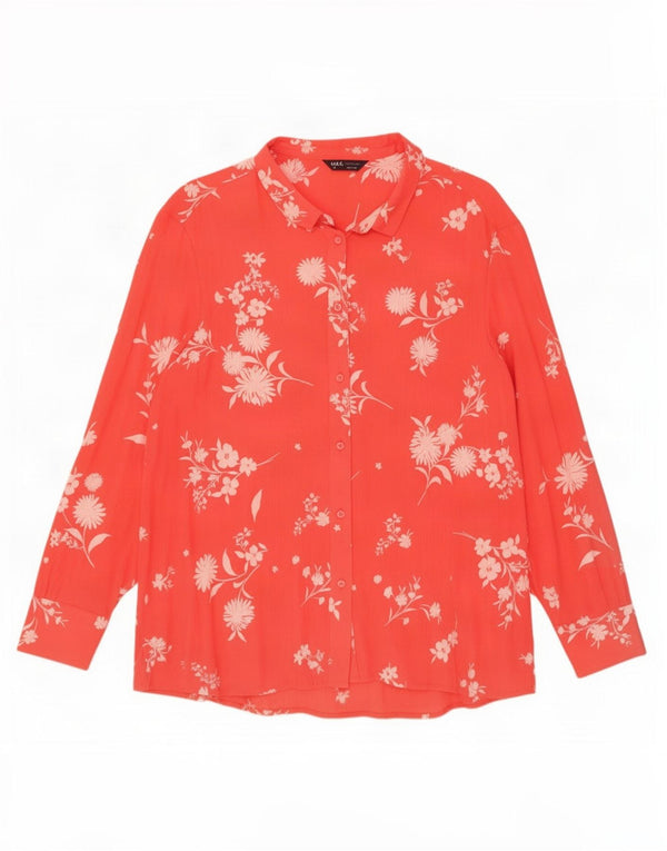 Marks & Spencer Camisa extragrande para mujer UK 40 XL Viscosa floral naranja