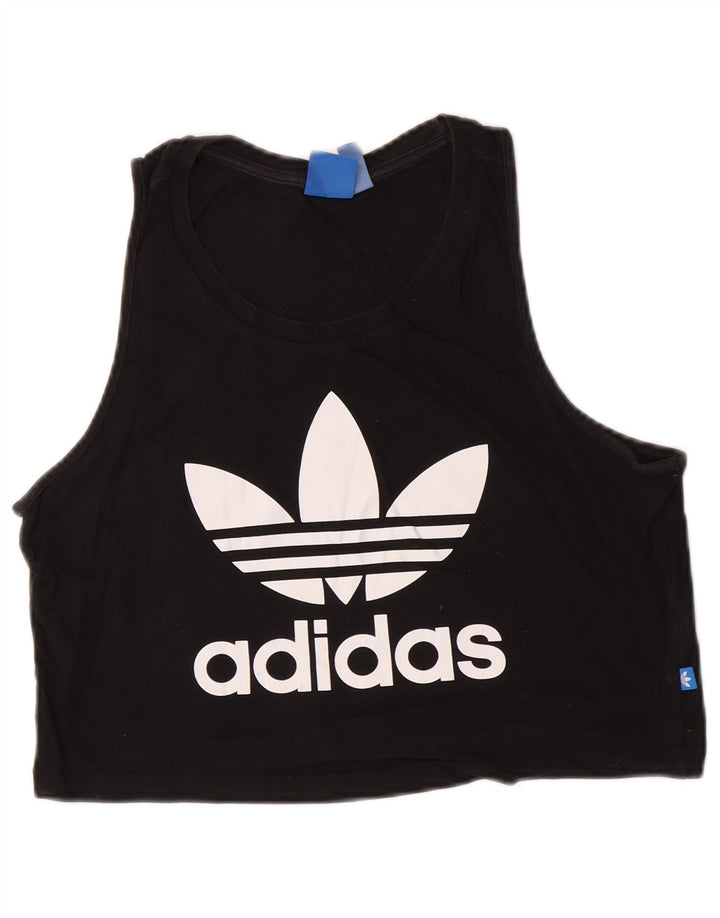 Adidas Mujer Crop Graphic Chaleco Top UK 12 Mediano Negro