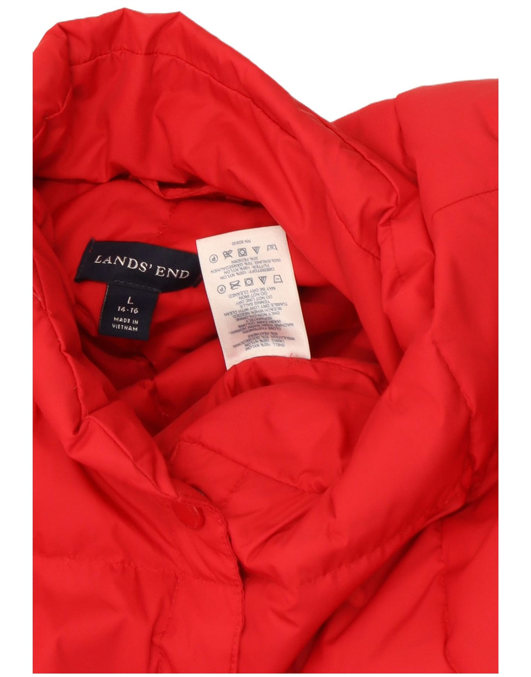 Chaleco acolchado para mujer Lands End UK 46 Large Nylon rojo
