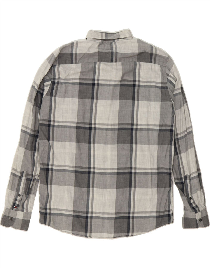 TOMMY HILFIGER Mens Shirt Medium Grey Check Cotton Vintage Tommy Hilfiger and Second-Hand Tommy Hilfiger from Messina Hembry 