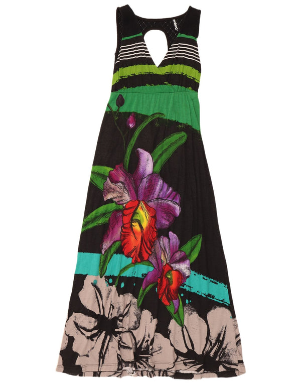 Desigual Vestido largo sin mangas con estampado gráfico para mujer UK 8 Small Black Floral