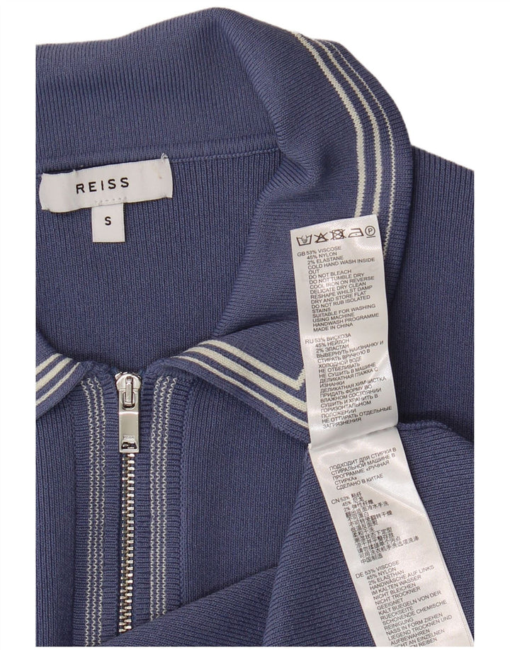 Polo Reiss Hombre con cuello con cremallera y viscosa azul pequeño