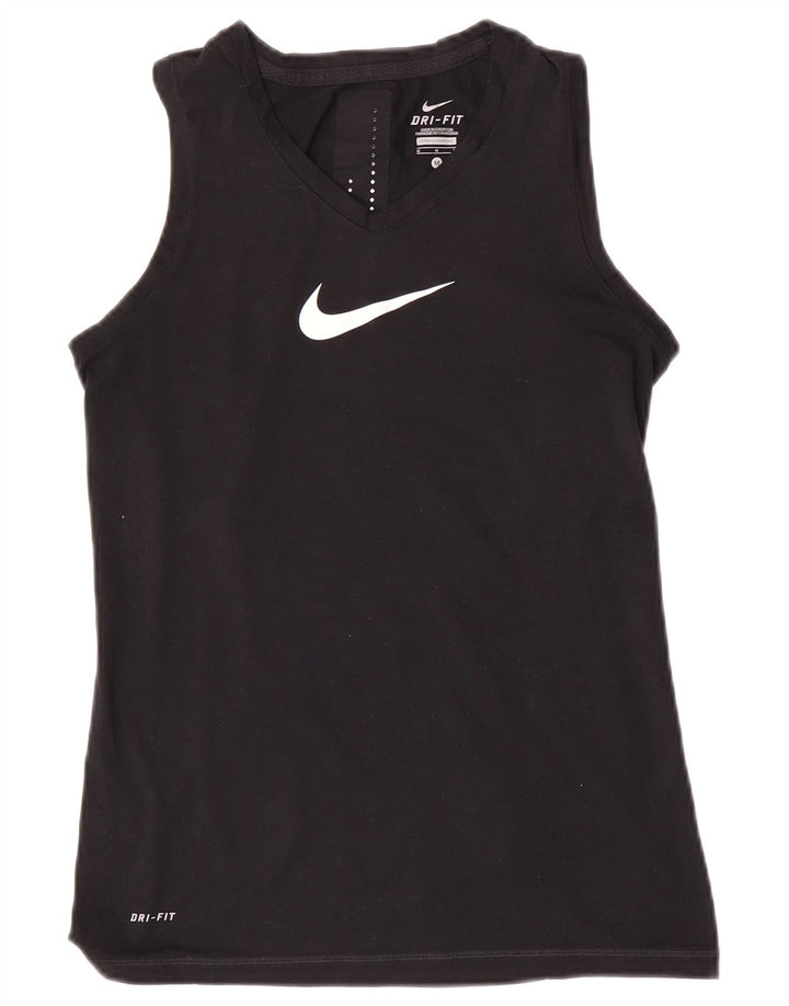Nike Dri Fit Graphic Vest Top para mujer UK 12 Mediano Negro Poliéster