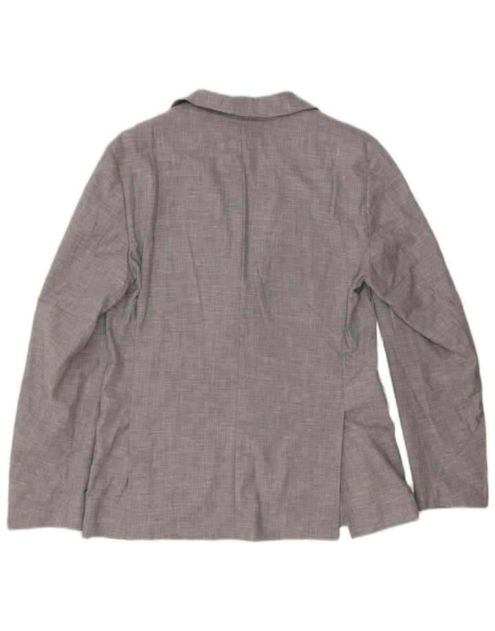 Zara Chaqueta tipo blazer de 2 botones para hombre Reino Unido 40 Poliéster de pata de gallo gris grande