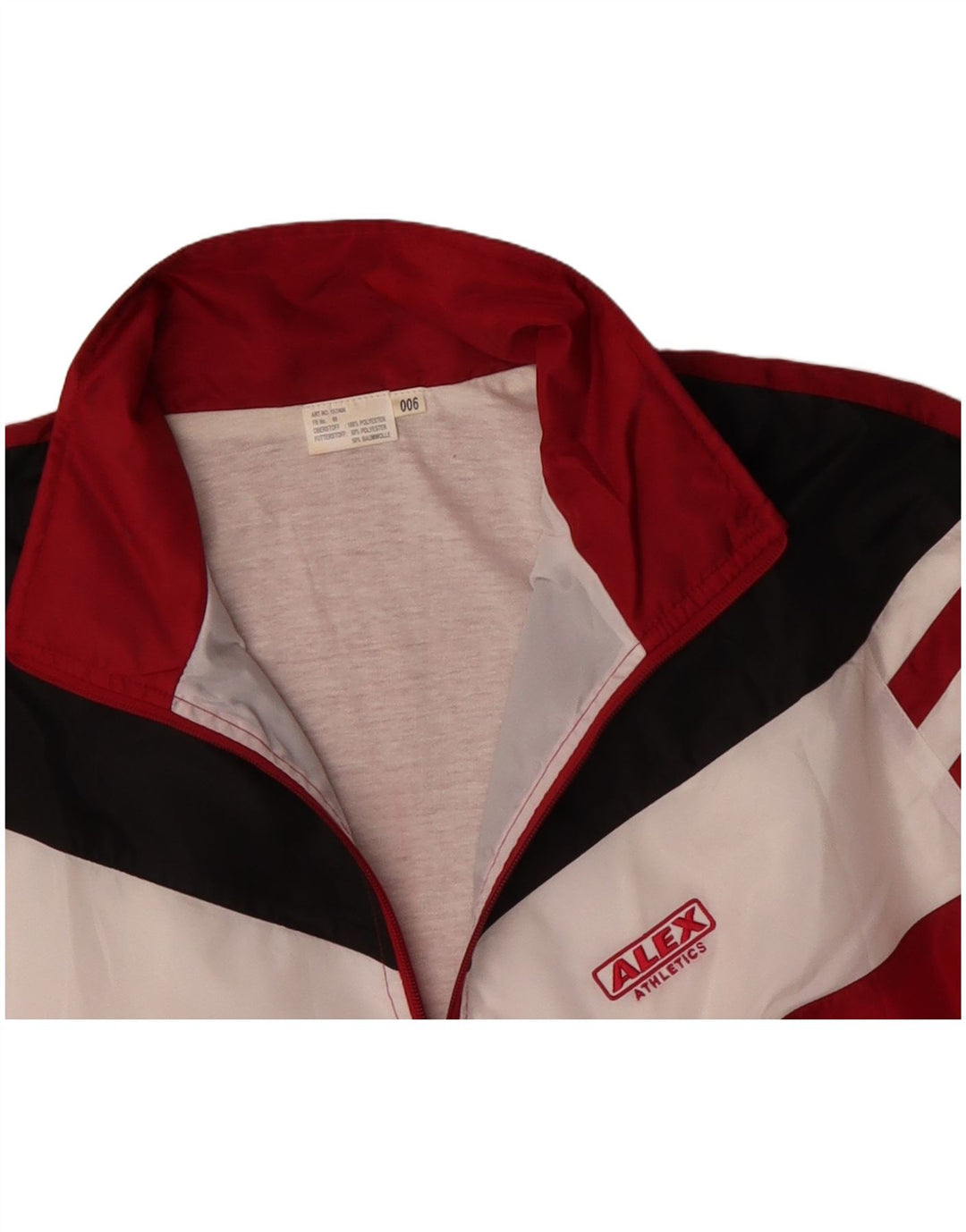ALEX ATHLETICS  Mens Tracksuit Top Jacket XL Red Colourblock Polyester