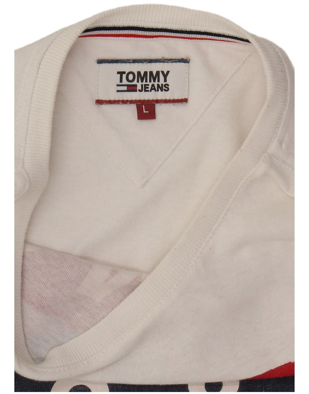 TOMMY HILFIGER Camiseta corta con gráfico para mujer UK 40 Large White