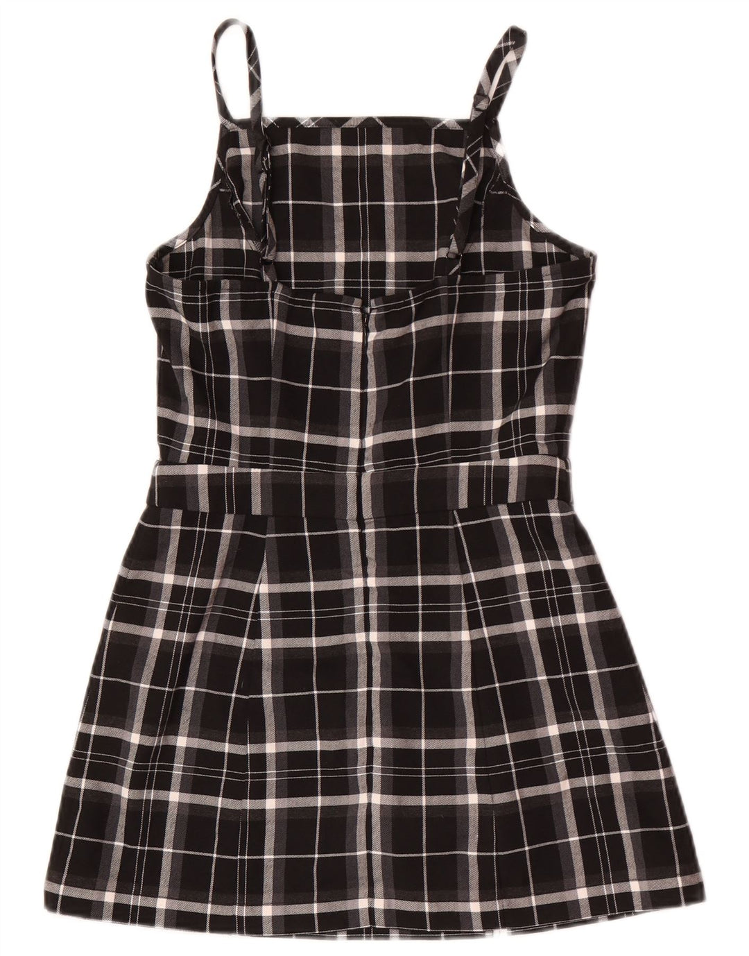 Superdry Vestido Pichi Mujer UK 8 Pequeño Poliéster A Cuadros Negro
