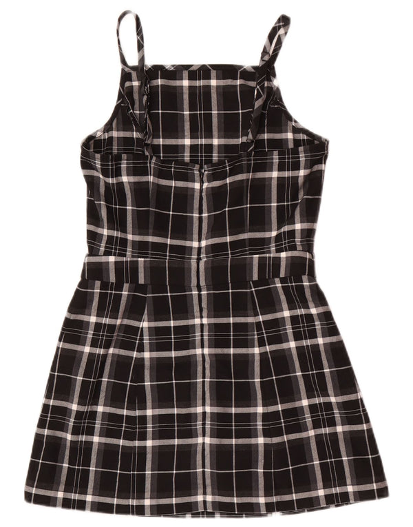 Superdry Vestido Pichi Mujer UK 8 Pequeño Poliéster A Cuadros Negro