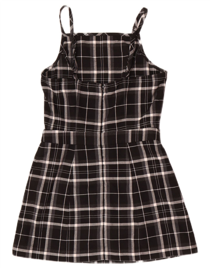 Superdry Vestido Pichi Mujer UK 8 Pequeño Poliéster A Cuadros Negro