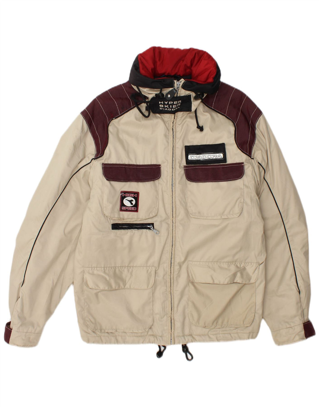 Diadora Chaqueta De Esquí Gráfica Para Hombre Pequeña Poliéster Color Block Blanco
