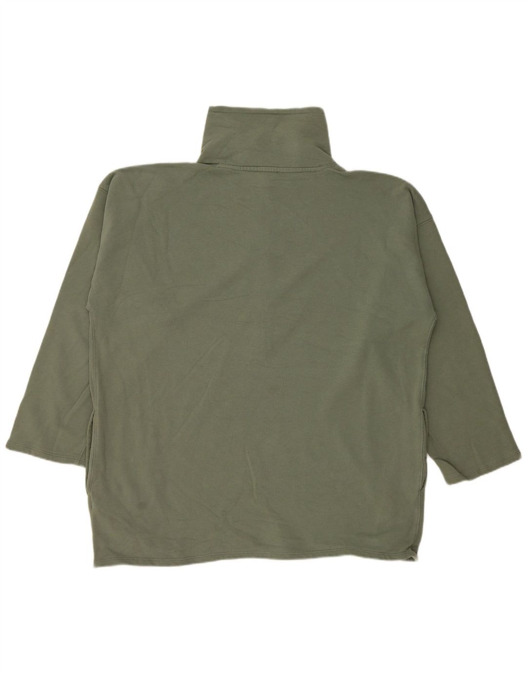 J. CREW Sudadera extragrande con cuello y cremallera para mujer, talla 40, color verde
