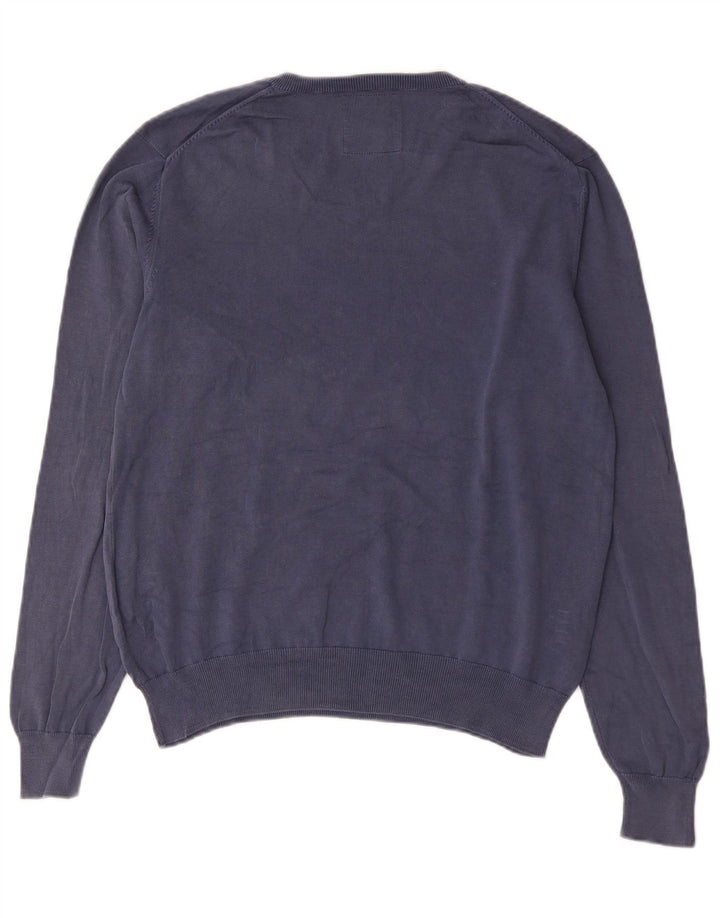 Sun68 - Jersey con cuello en V para hombre, talla grande, algodón azul