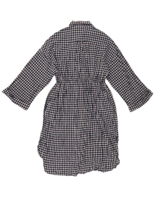 Zara Vestido Camisero De Manga Larga Con Alas De Murciélago Para Mujer UK 40 Small Blue Check