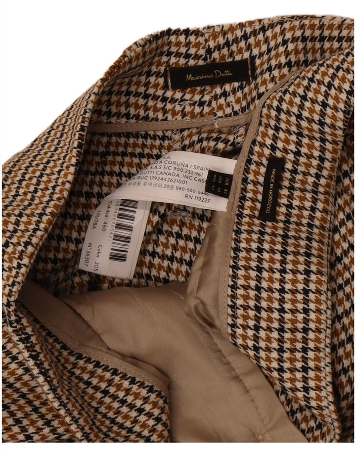Massimo Dutti Pantalón Chino Mujer EU 42 Large W32 L32 Marrón Pata De Gallo