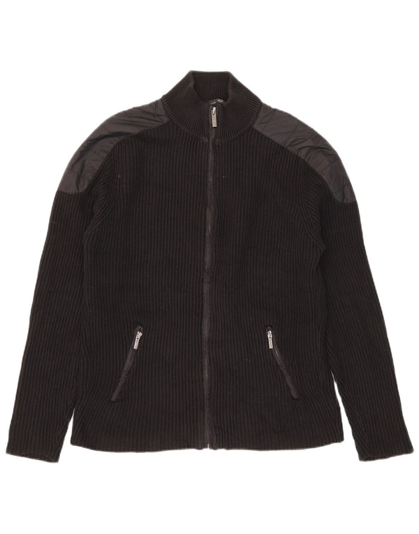 Zara Hombre Jersey Cárdigan Algodón Color Block Mediano Negro