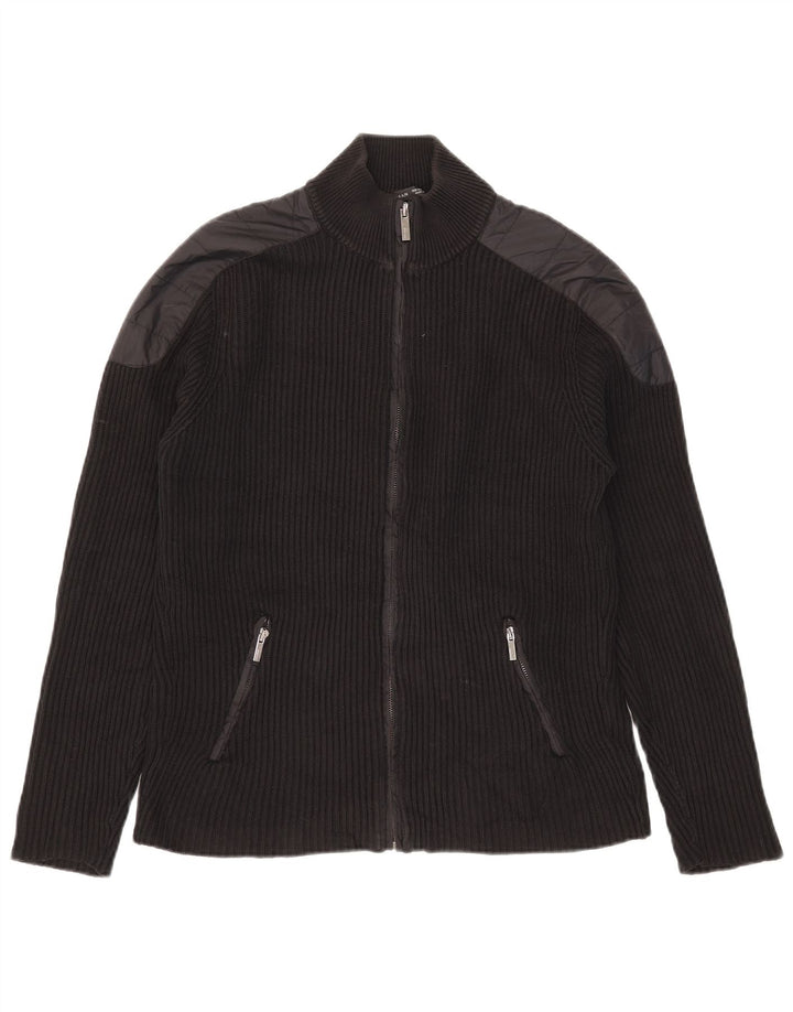 Zara Hombre Jersey Cárdigan Algodón Color Block Mediano Negro