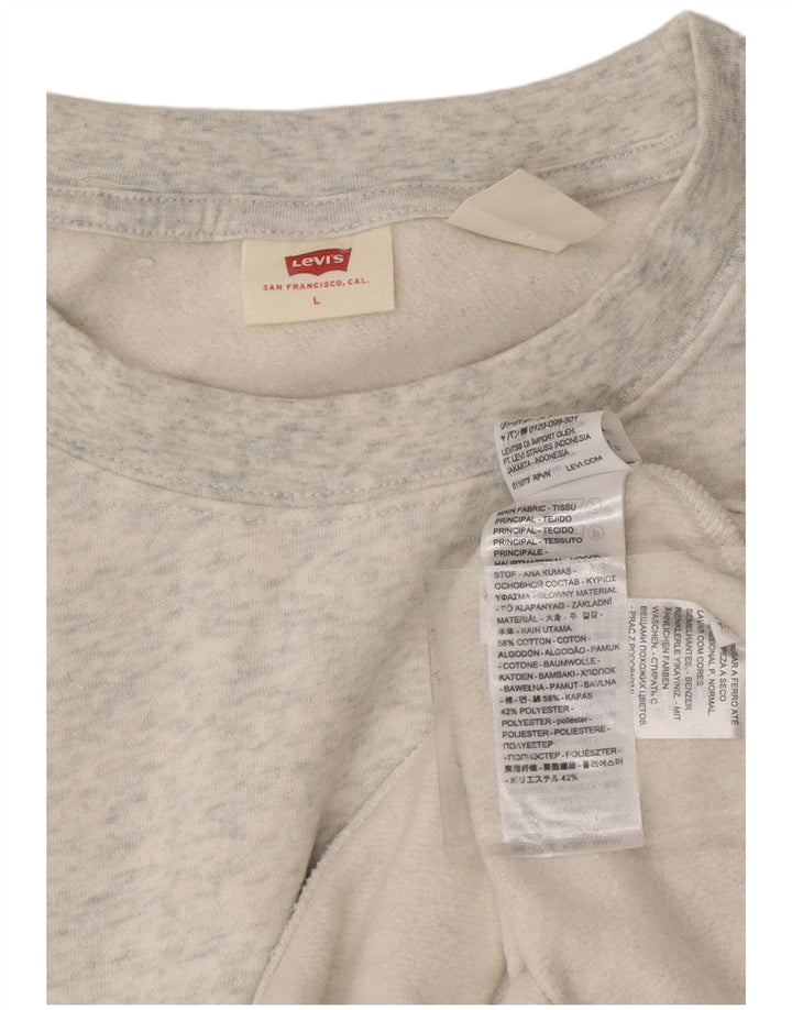 LEVI'S Womens Oversized Sweatshirt Jumper UK 16 Large Grey Flecked Cotton Vintage Levi's and Second-Hand Levi's from Messina Hembry 