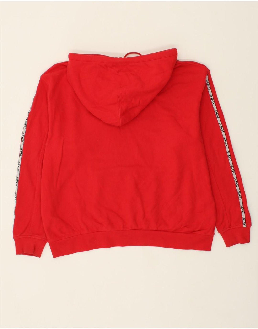 LEVI'S Womens Oversized Graphic Hoodie Jumper UK 14 Medium Red Cotton Vintage Levi's and Second-Hand Levi's from Messina Hembry 