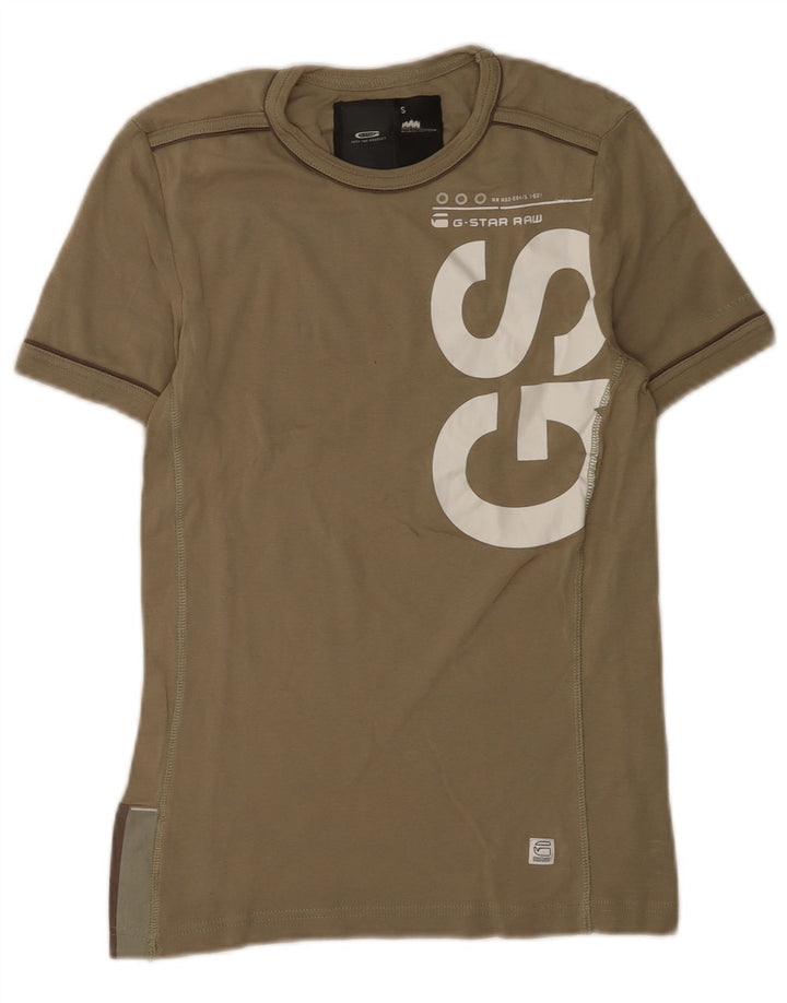 G-Star Hombre Camiseta Gráfica Top Pequeño Algodón Caqui