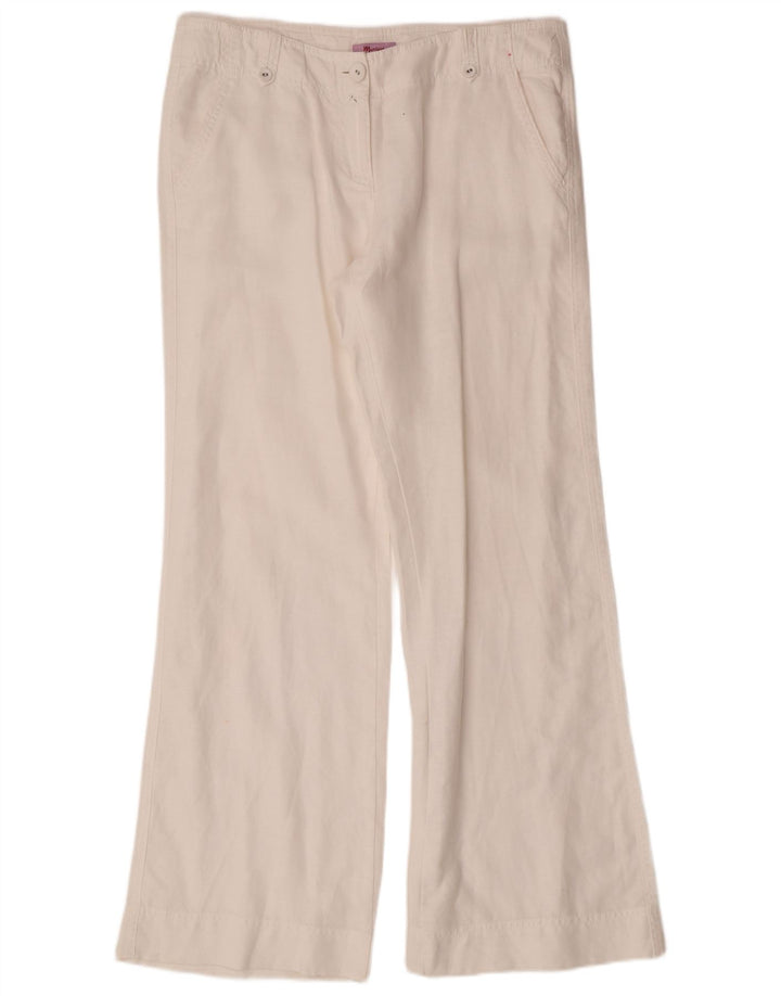MONSOON Pantalones chinos con corte de bota para mujer UK 12 Medium W32 L31 White Linen