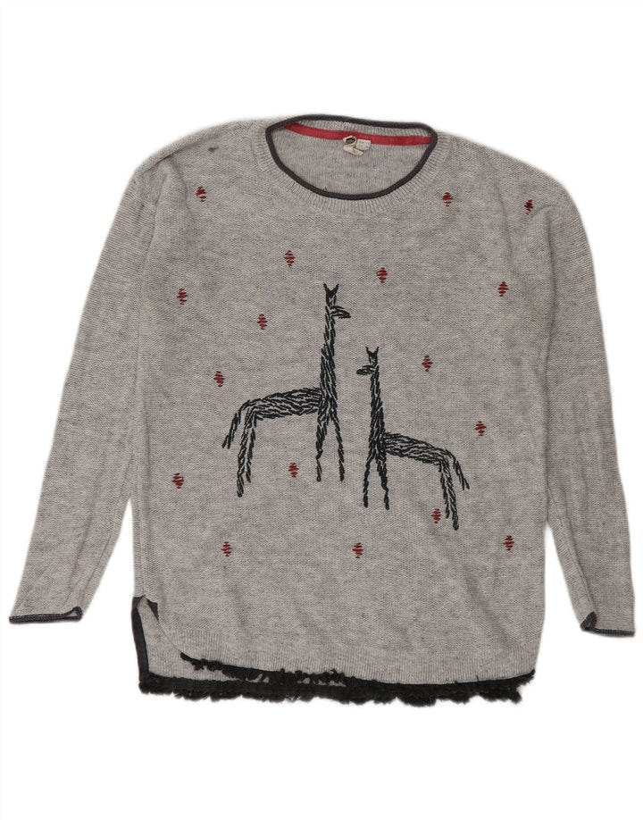 White Stuff - Jersey largo con cuello barco para mujer, talla S, color gris