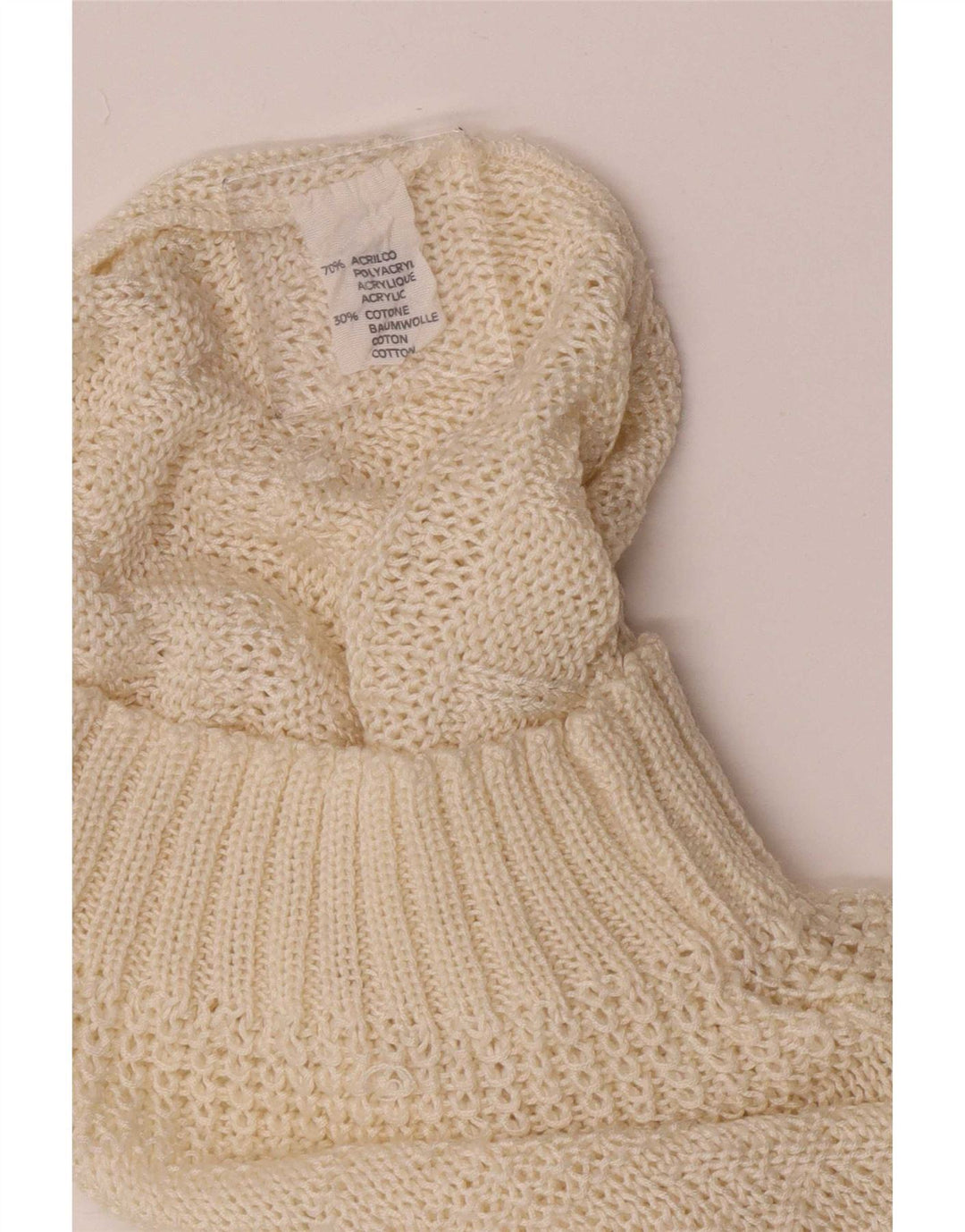 Vintage mujeres regular ajuste cuello redondo jersey suéter Reino Unido 12 medio blanco apagado