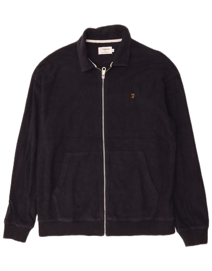 Farah Hombre Chándal Top Chaqueta Pequeña Azul Marino Algodón