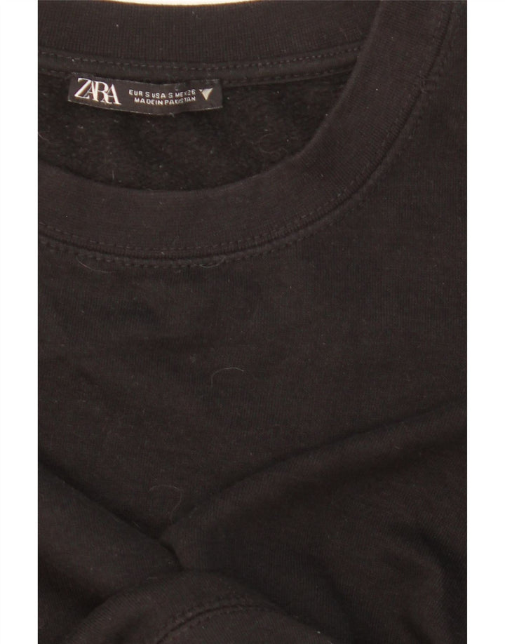 ZARA Mujer Crop Sudadera Oversize Jersey UK 10 Small Negro