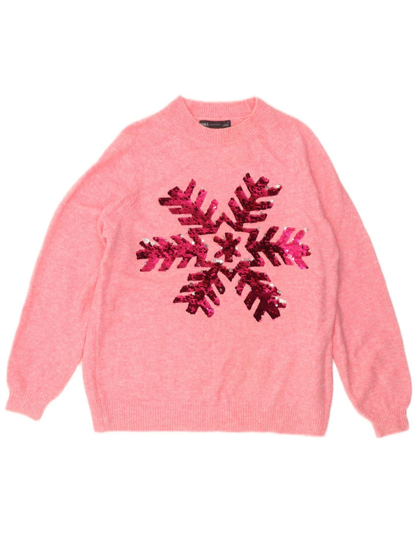 MARKS & SPENCER Suéter tipo jersey con cuello redondo para mujer UK 10 Small Pink Floral