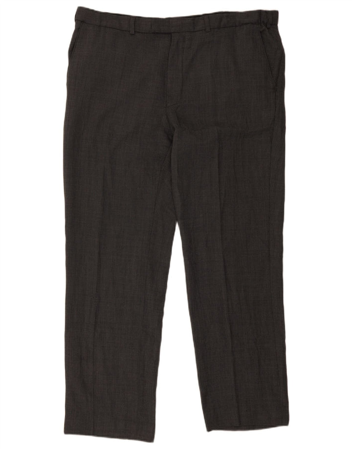 Marks & Spencer Pantalón de traje recto para hombre W38 L30 Lana gris