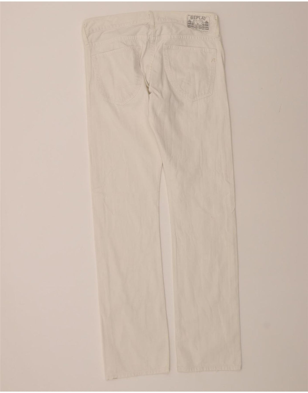 REPLAY Mens Straight Jeans W33 L34 White Cotton Vintage Replay and Second-Hand Replay from Messina Hembry 