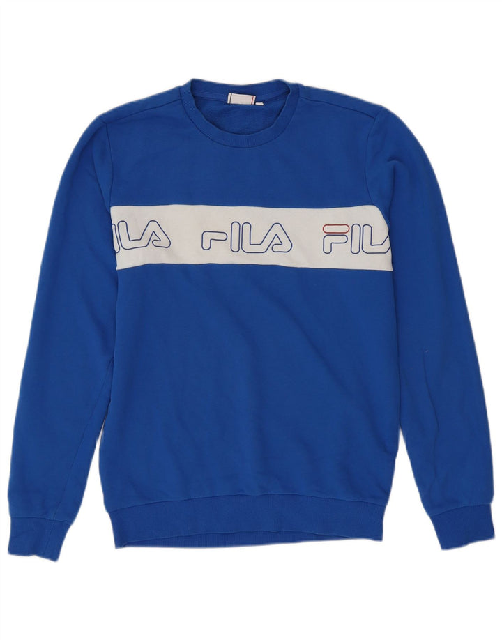 FILA Hombre Sudadera Gráfica Jersey De Algodón Con Bloques De Color Azul Medio
