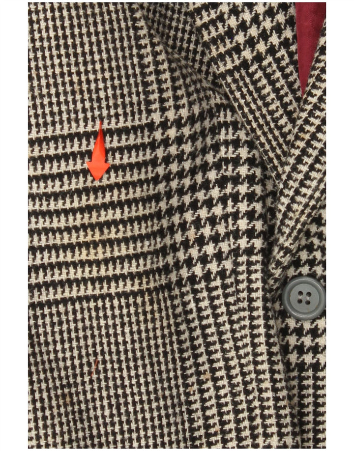 VINTAGE Chaqueta Blazer de 2 Botones para Hombre IT 52 XL Lana de Pata de Gallo Negra