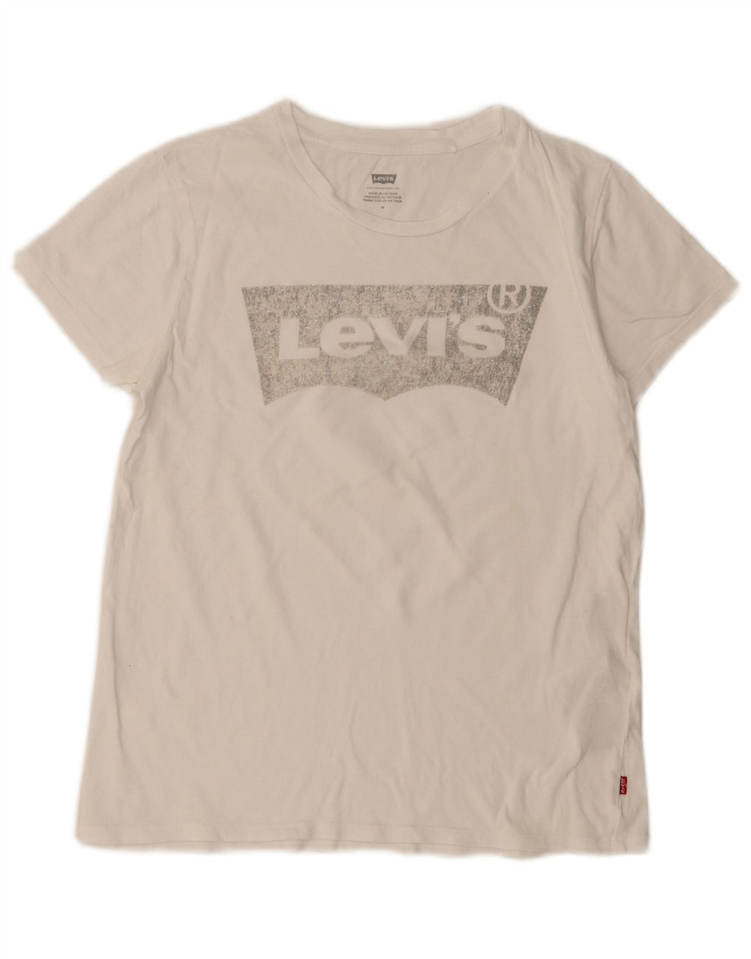 Levi's Camiseta gráfica para mujer Top UK 12 Medium White Cotton
