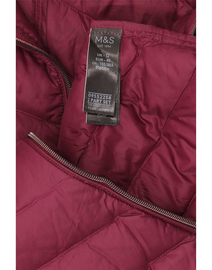 Marks & Spencer Abrigo acolchado con capucha para mujer UK 42 Medio Borgoña Poliamida