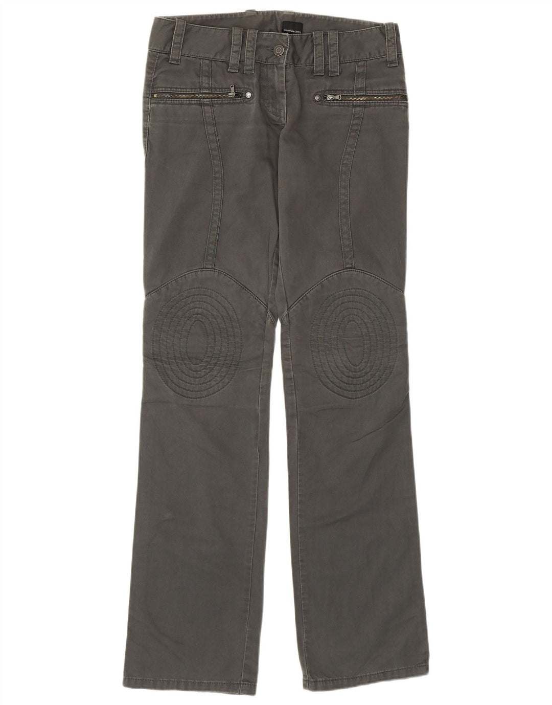 CALVIN KLEIN Pantalones informales rectos para mujer W27 L34 Algodón gris